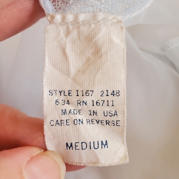 1443 * Unbranded Lace Camisole Baby Blue Size M Vintage Made in USA - Picture 3 of 8